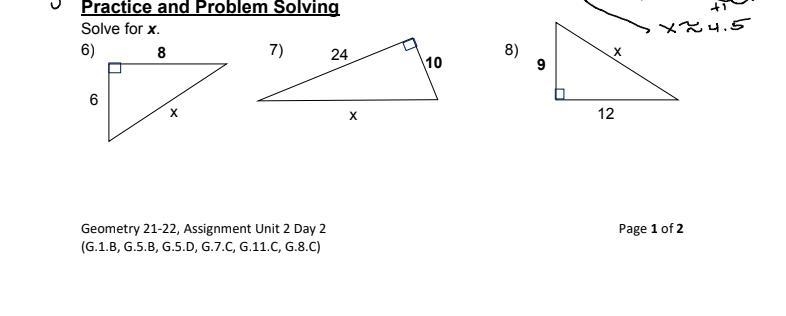 Geometry Pythagorean theorem-example-1