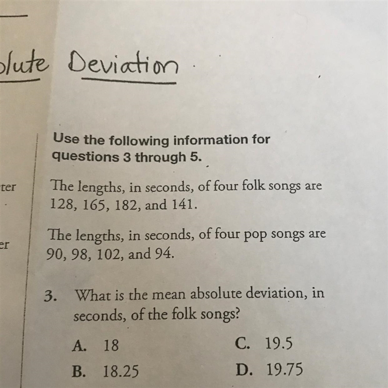 The lengths, in seconds, of four folk songs are 128, 165, 182, and 141. The lengths-example-1