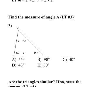 Find the measure of Angle A-example-1