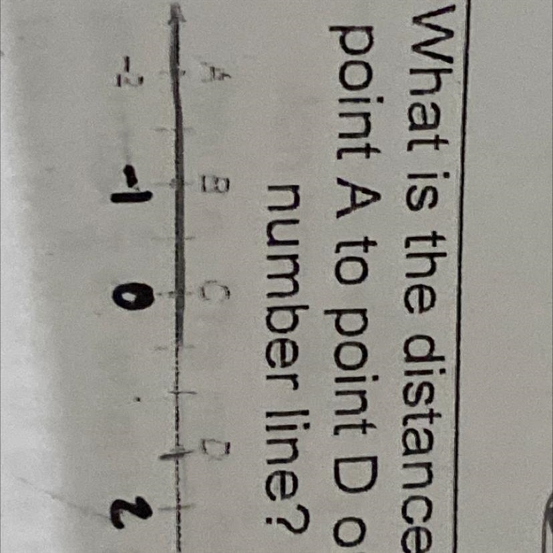 What is the distance from Point A to point D on the number line? Please help!-example-1