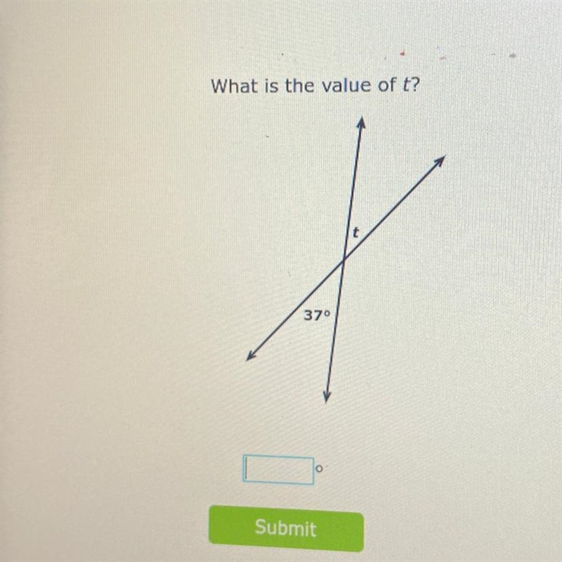 What is the value of t? 37°-example-1