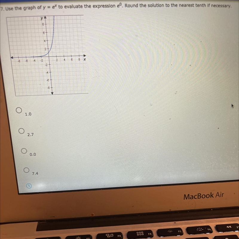 Use the graph of y = ex to evaluate the expression e'. Round the solution to the nearest-example-1