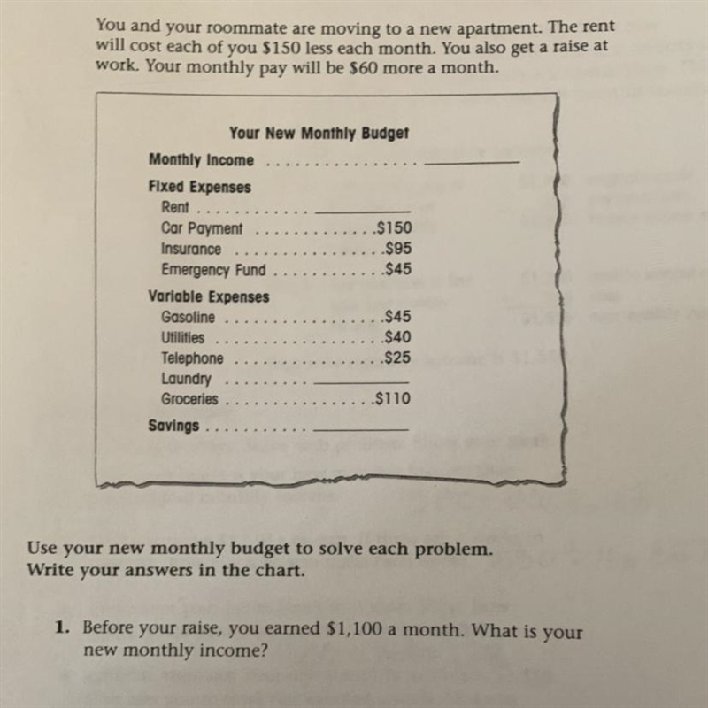 Before your raise, you earned $1,100 a month. What is your new monthly income? Helpppp-example-1