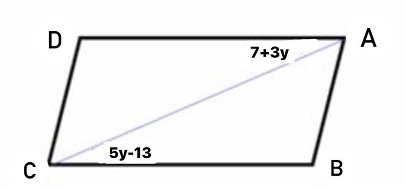 In this figure: the value of “y” that makes the quadrilateral “A B C D” a parallelogram-example-1