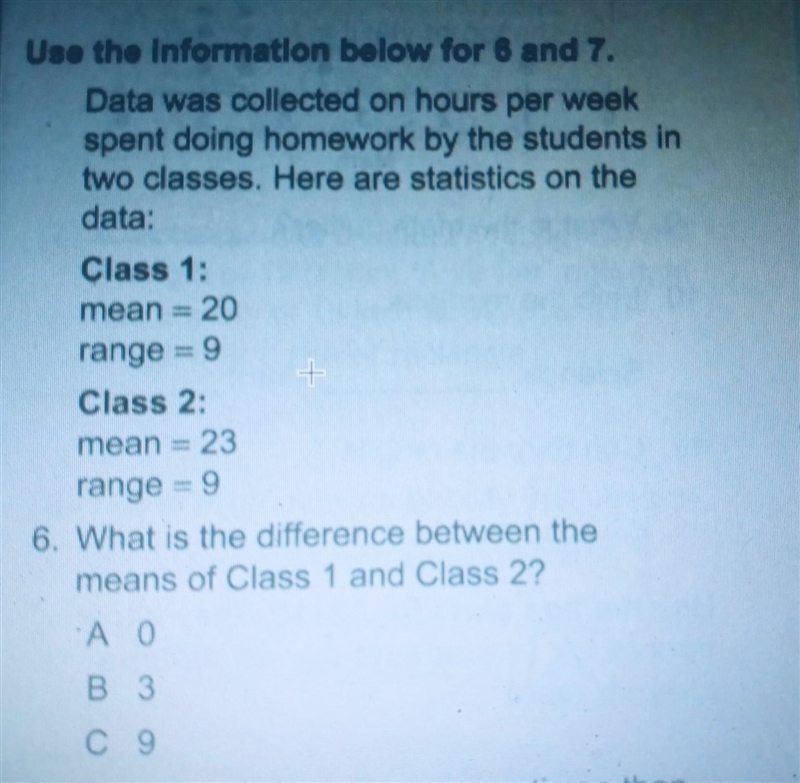 Use the information below for 6 and 7. Data was collected on hours per week spent-example-1