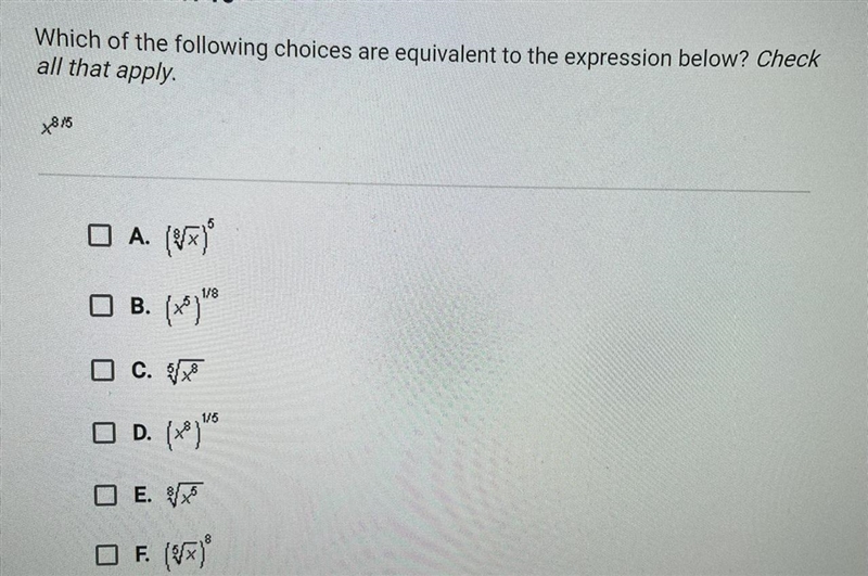 Question 10 of 10 Which of the following choices are equivalent to the expression-example-1