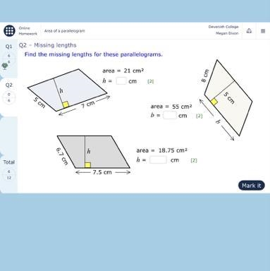 How to find the missing lengths of a partelogram-example-1