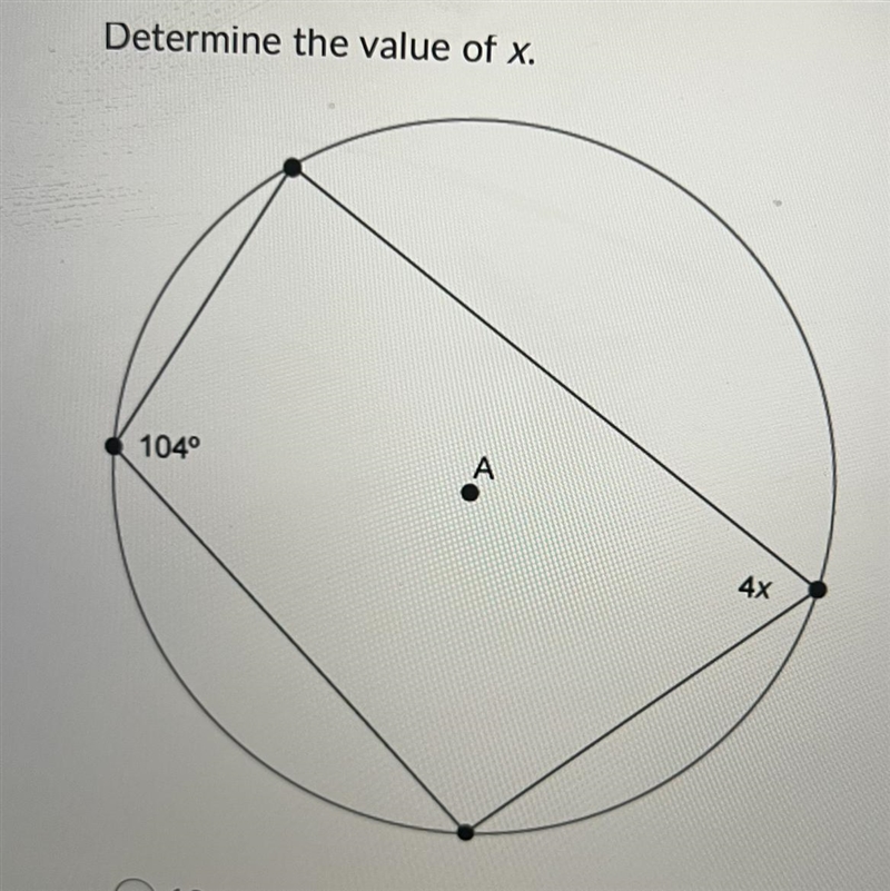 Determine the value of x. Options: A) 19 B) 26 C) 45 D) 76-example-1