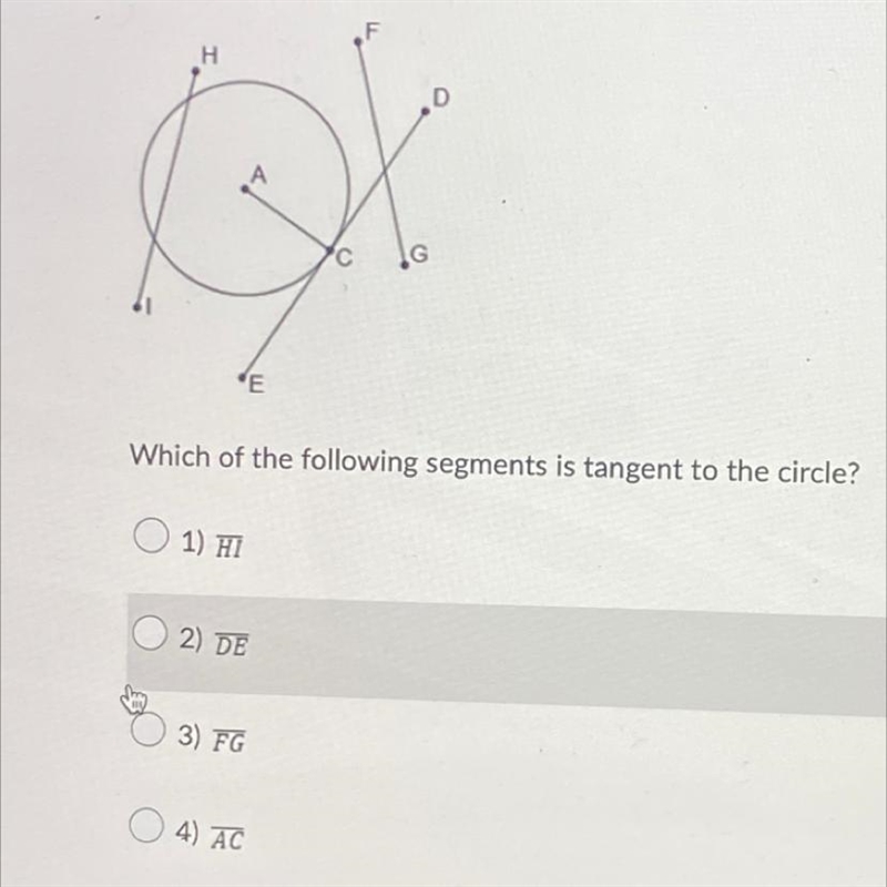 G E Which of the following segments is tangent to the circle ? 1) overline HL 2 ) overline-example-1