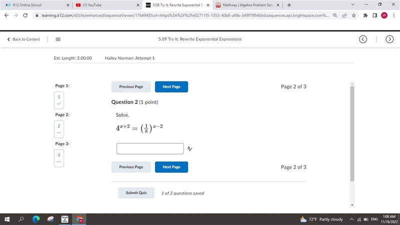 Solve. 4^x+2=(1/8)^x-2-example-1