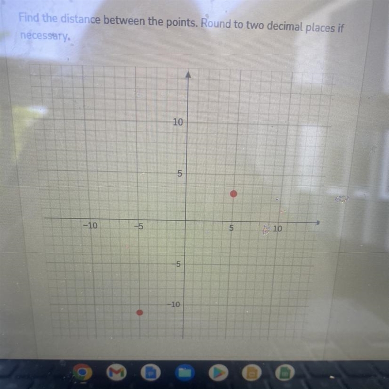 Find the distance between the points. Round to two decimal places if necessary.-example-1