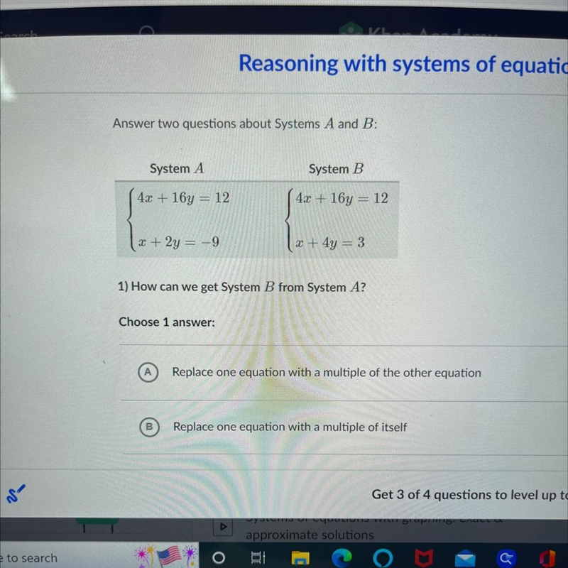 Answer two questions about system a and b-example-1