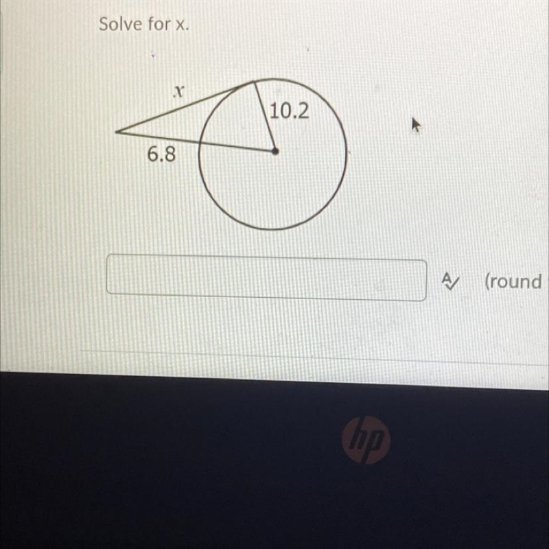 Solve for x 10.2 6.8 round to the nearest tenth-example-1