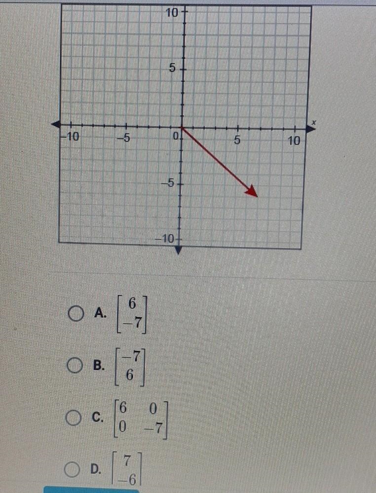 Select the matrix that represents the vector.​-example-1