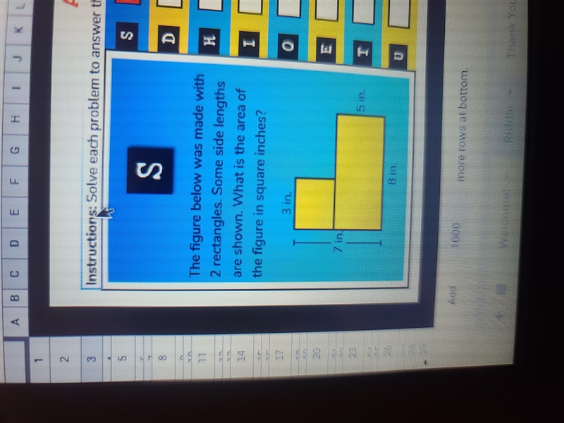 "The figure below was made with 2 rectangles. Some side lengths are shown. What-example-1