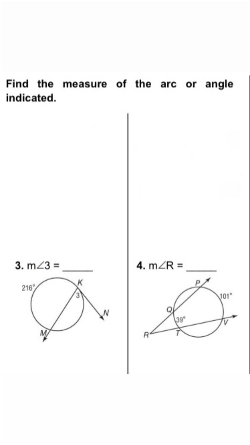 Find the measure of the arc or angleSindicated.2.mx2 =R13491463. m23 =4. mZR =216101&quot-example-1