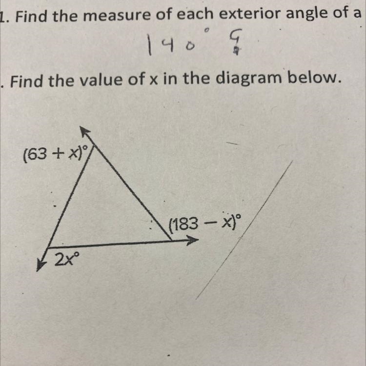 Find the value of x in the diagram below-example-1