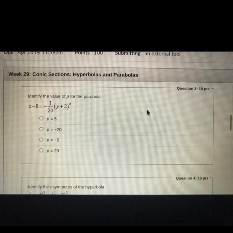 I put it in quadratic form but i don’t know where to go from there. I got X = -1/20y-example-1