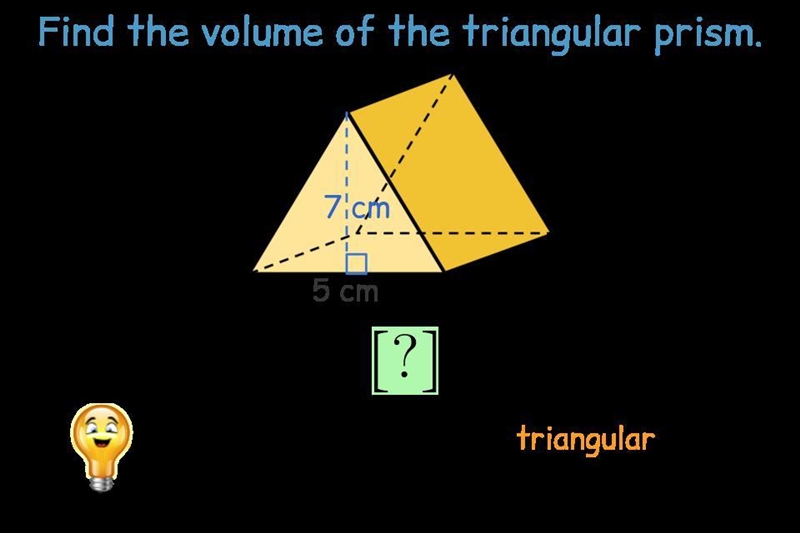 Find the volume of this rectangular pyramid. length =5cm width =6cm hight =7cm PLEASE-example-1