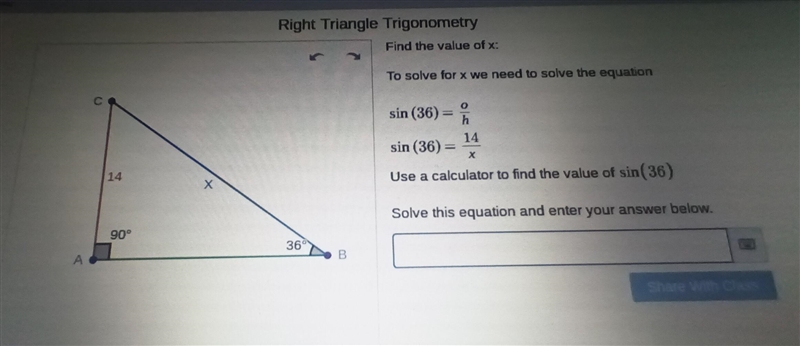 Right Triangle Trigonometry Find the value of x: please help me!​-example-1