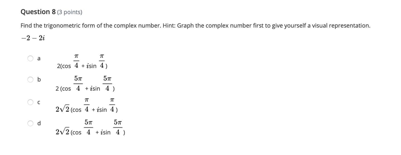 Find the trigonometric form of the complex number. Hint: Graph the complex number-example-1