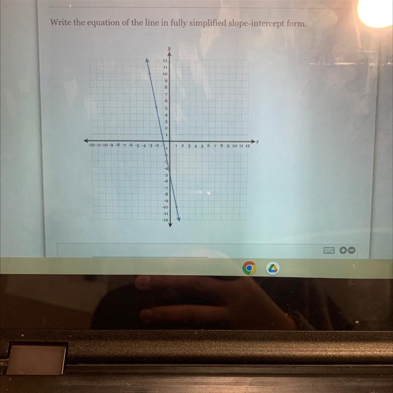 Write the equation of the line in fully simplified slope-intercept form. pls help-example-1