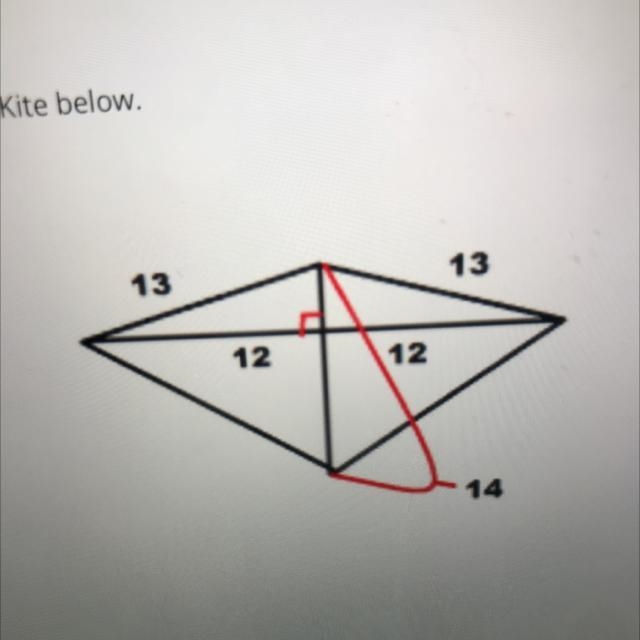 Find the area of the Kite below. A = 13 12 12 13 14-example-1