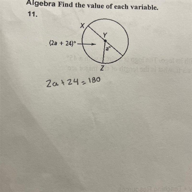 Algebra Find the value of each variable. pls help-example-1