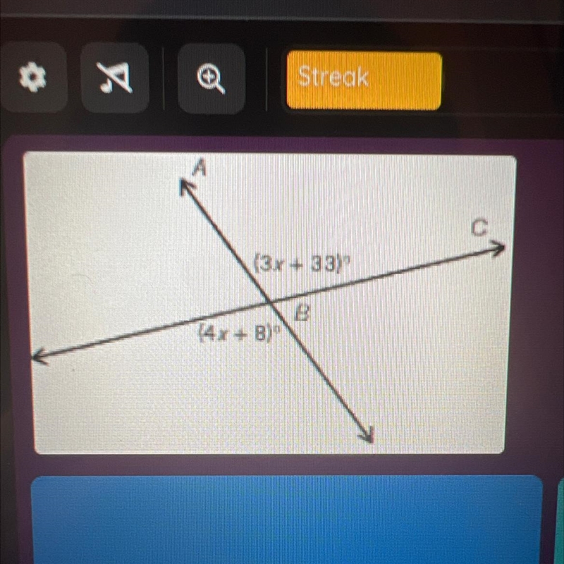 (3x +33)" (4x+8) Find B-example-1