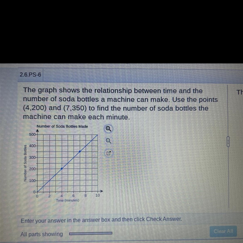 The graph shows the relationship between time and the number of soda bottles a machine-example-1