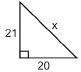 What is the length of the unknown side of the right triangle? A. 21 B. 29 C. 400 D-example-1