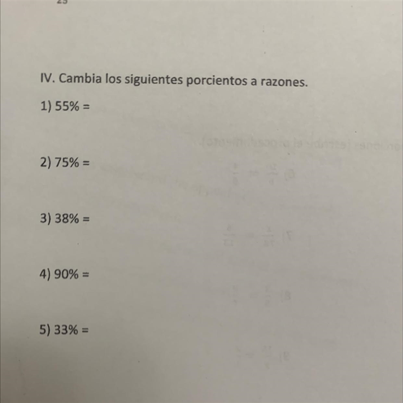 1) 55% = 2) 75% = 3) 38% = 4) 90% = 5) 33% =-example-1