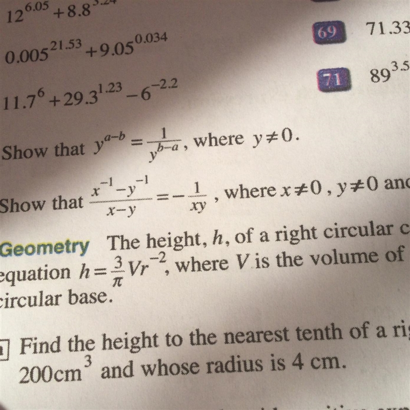 Question 73 Show that x^-1 - y^-1/ x-y = -1/xy where x is not equal to 0, y is not-example-1