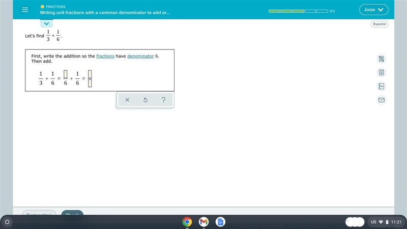 Writing unit fractions to add or subtract.-example-1