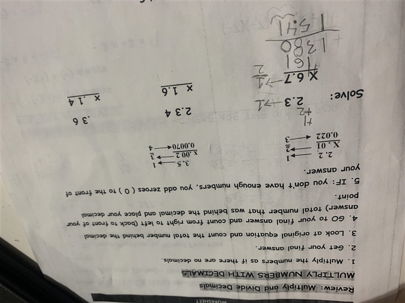 Multiply numbers with decimals 2.34 x 1.6-example-1