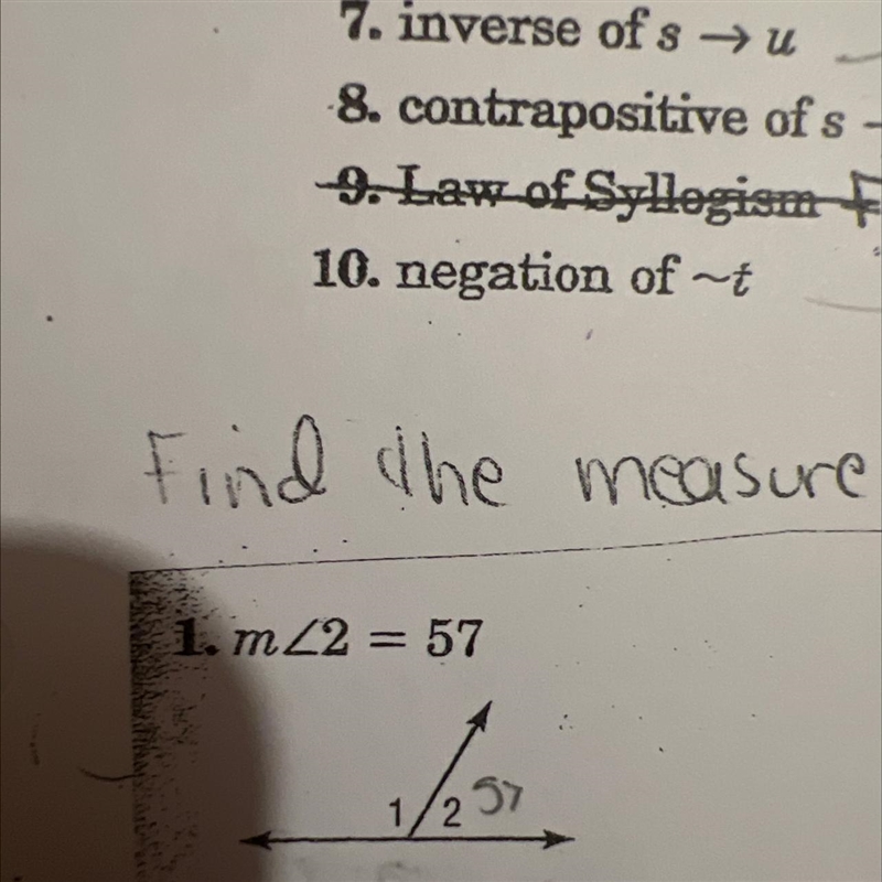 Find the measure of the missing angle measure 2= 57-example-1