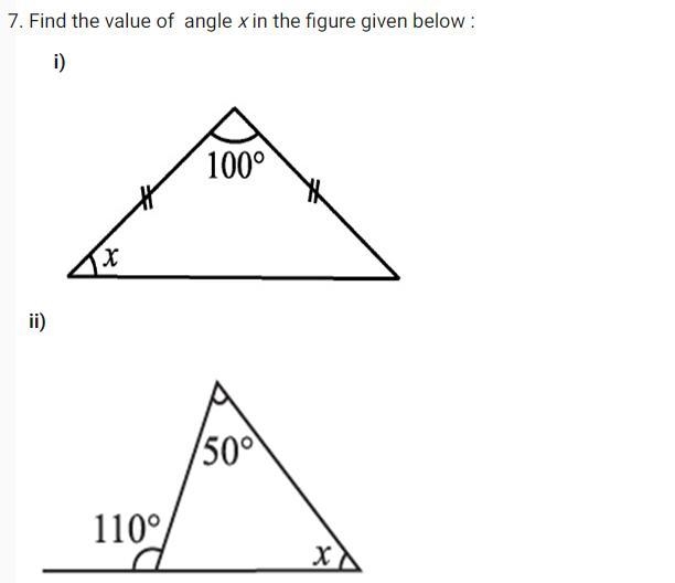 Find the value of angle x in the figures given below: Kindly explain briefly-example-1