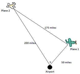 Two planes just recently left the airport. Looking at the radar, Plane 1 is 50 miles-example-1