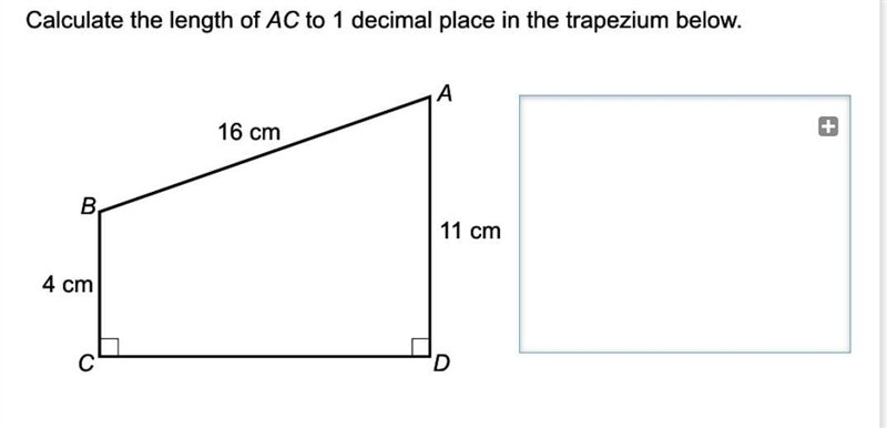 Calculate the length of AC to 1 decimal place in the trapezuim below​-example-1