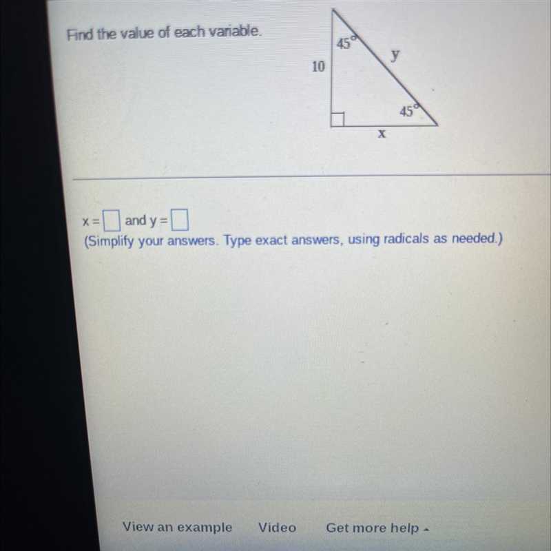 What is x and y? i am having trouble finding what x and y are-example-1