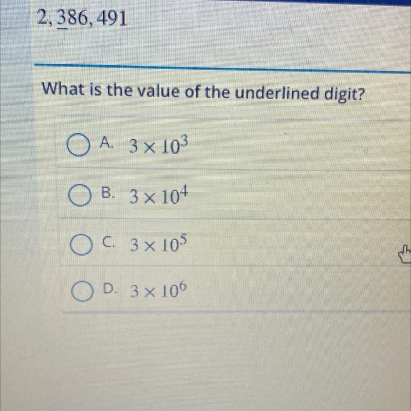 What’s the value of the underlined digit?-example-1