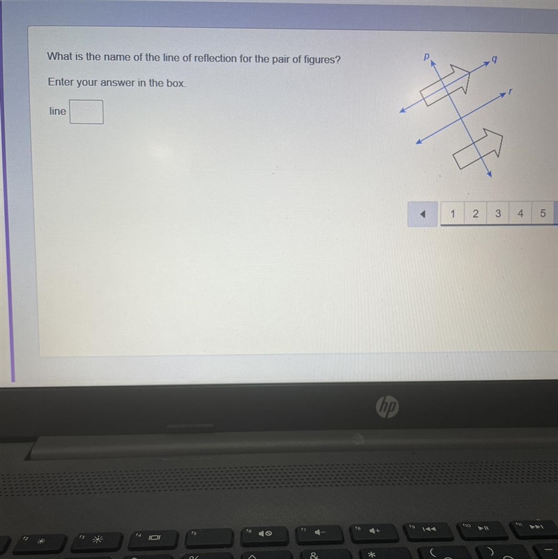 What is the name of the line of reflection for the pair of figures? Enter your answer-example-1