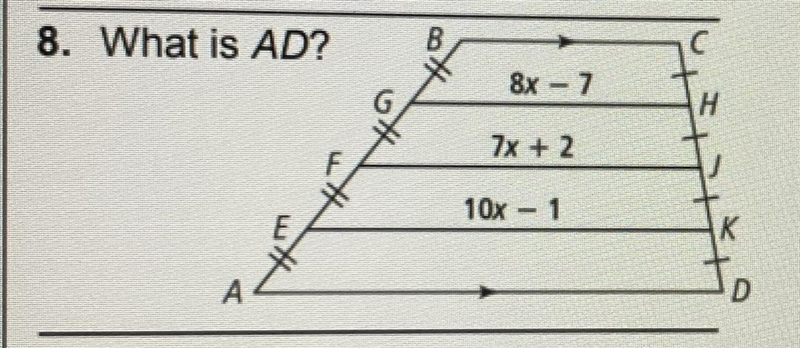 What is AD? Hint: You have more than one midsegment and more than one trapezoid.-example-1