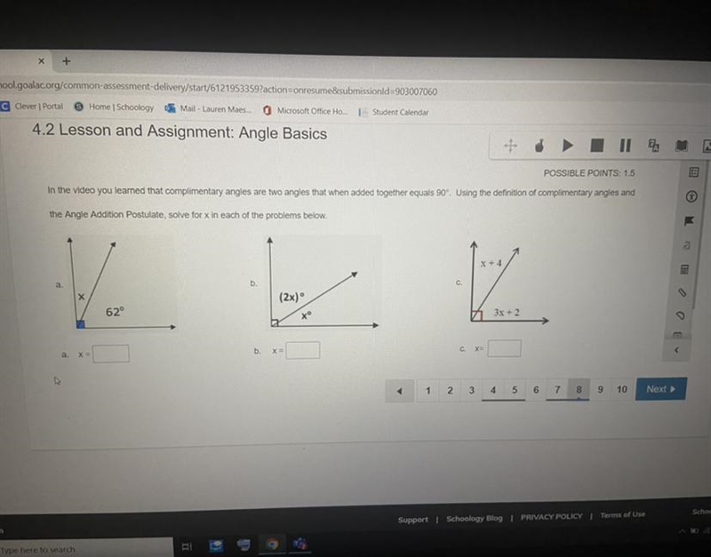 I need help solving x. photo is attached below.-example-1