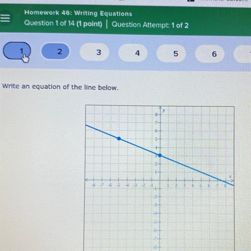 Write an equation of the line below.-example-1