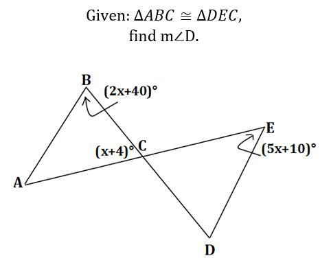 Given triangle ABC is congruent to DEC find m-example-1