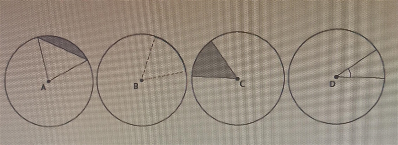 Which is the central angle, intercepted arc, segment, and sector-example-1