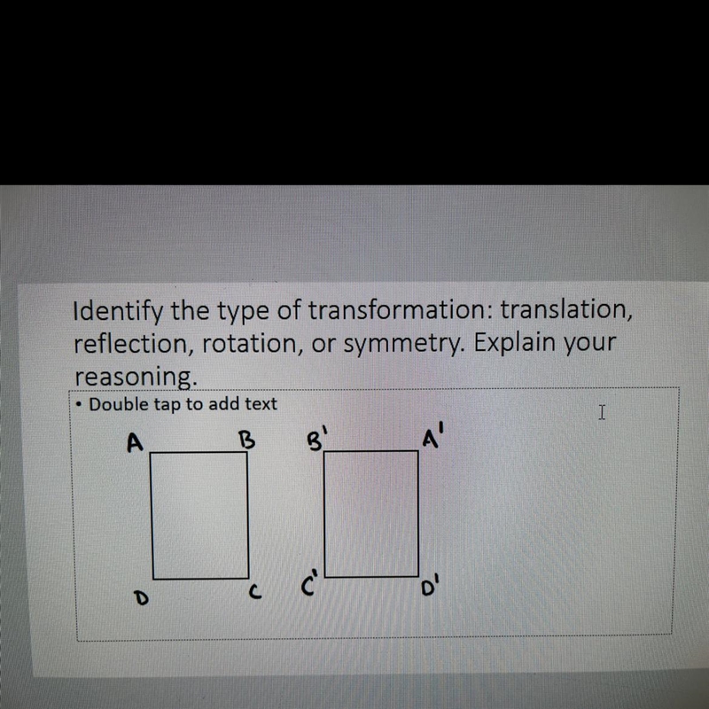 PLS HELP ASAP!!!! identify the type of transformation-example-1