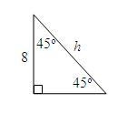 What is the value of h? A right triangle is shown. Each angle between the hypotenuse-example-1