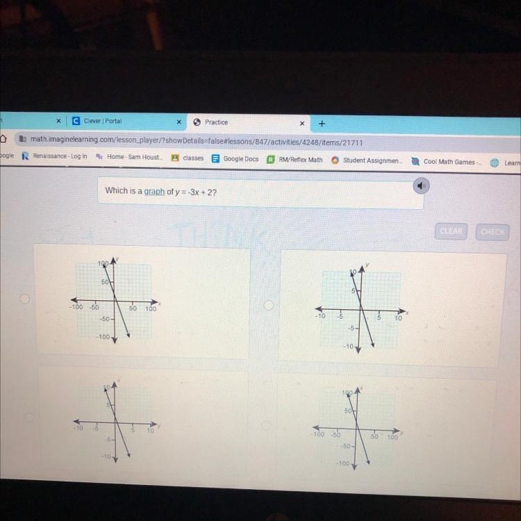 Which is a graph of Y= -3X +2-example-1